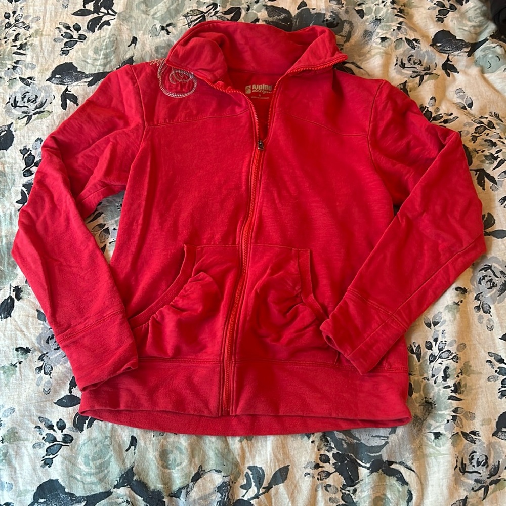 Alpine Design Red Embroidered Zip Up Sweatshirt - Sz S